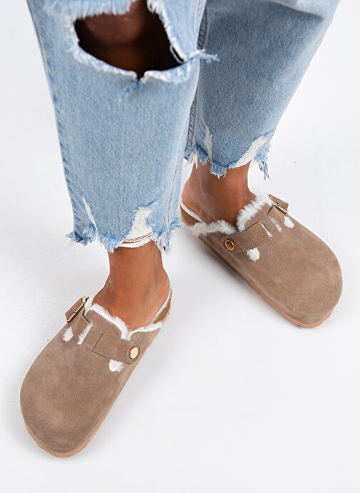 Manijero Vizon Kadın Süet - Kürklü Terlik MNJ.098.04 - Görsel 2