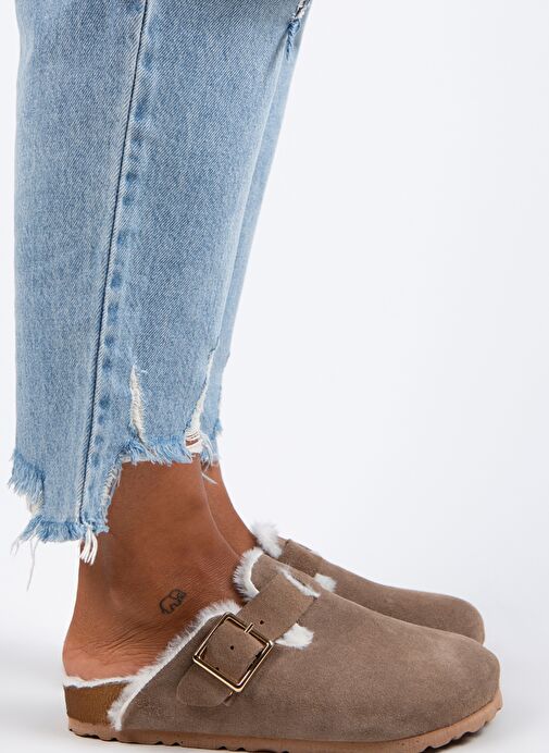 Manijero Vizon Kadın Süet - Kürklü Terlik MNJ.098.04 - Görsel 3