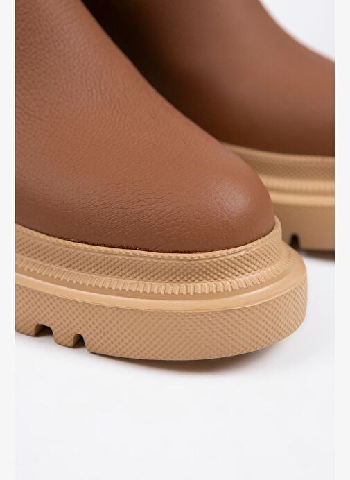 Manijero Emma Kadın Hakiki Deri Çift Taraf Lastikli Taba Bot - Görsel 5