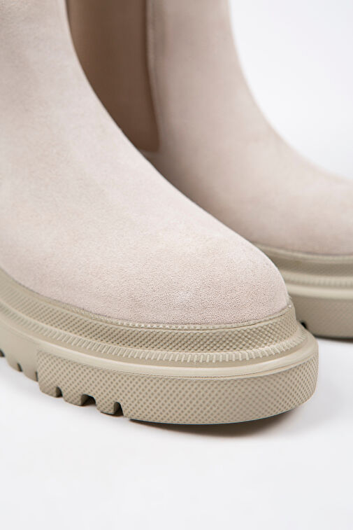 Manijero Gitana Kadın Hakiki Deri Çift Taraf Lastikli Bej Süet Bot - Görsel 5