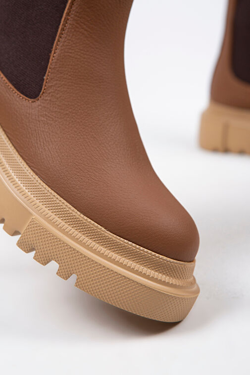 Manijero Gitana Kadın Hakiki Deri Çift Taraf Lastikli Taba Bot - Görsel 6