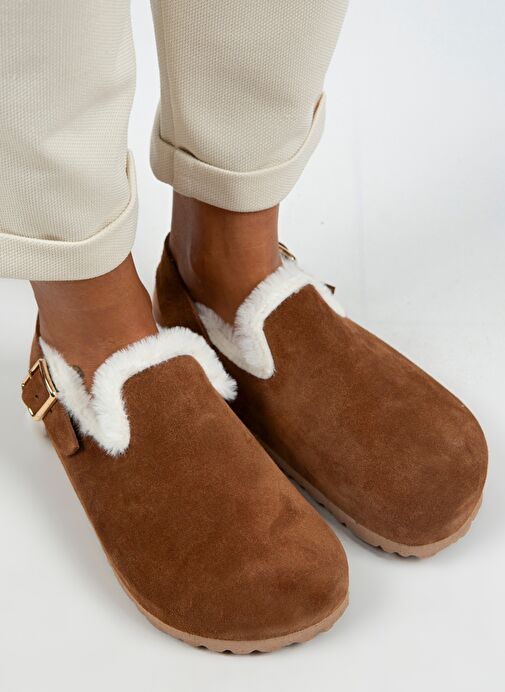 Manijero Taba Kadın Süet - Kürklü Sandalet MNJ.100.01 - Görsel 3