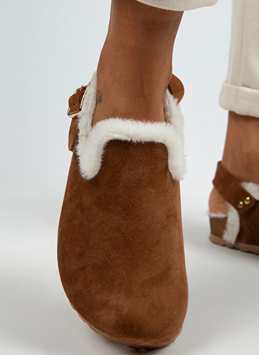 Manijero Taba Kadın Süet - Kürklü Sandalet MNJ.100.01 - Görsel 6