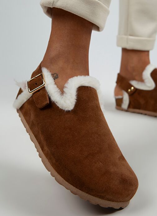 Manijero Taba Kadın Süet - Kürklü Sandalet MNJ.100.01 - Görsel 5