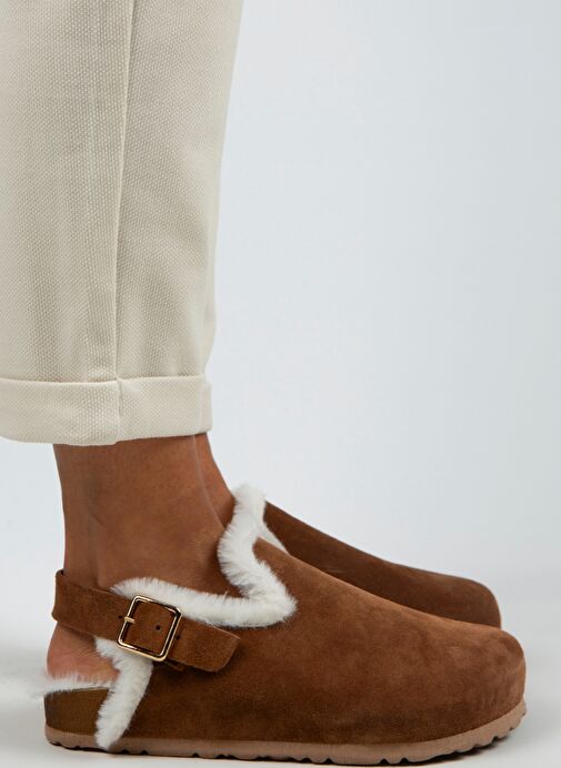 Manijero Taba Kadın Süet - Kürklü Sandalet MNJ.100.01 - Görsel 2