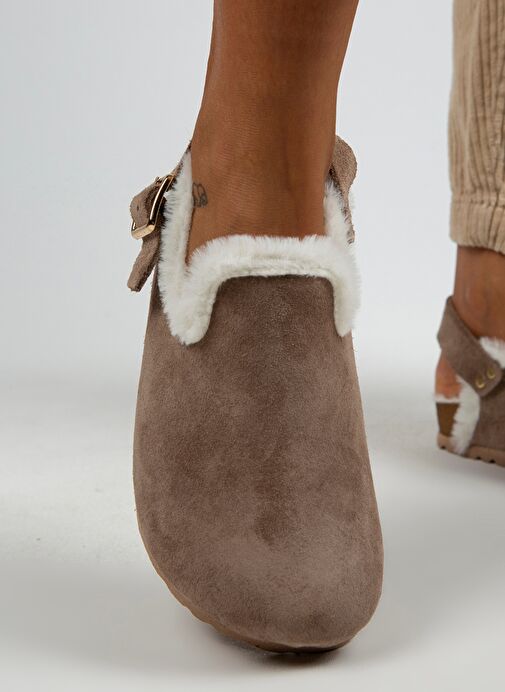 Manijero Vizon Kadın Süet - Kürklü Sandalet MNJ.100.02 - Görsel 6