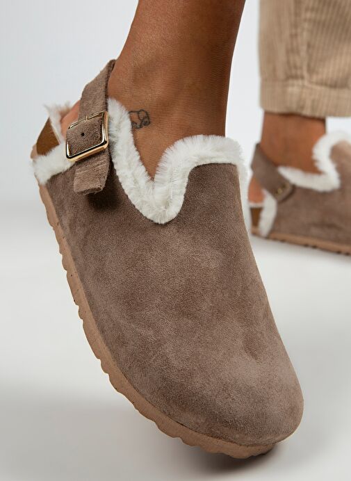 Manijero Vizon Kadın Süet - Kürklü Sandalet MNJ.100.02 - Görsel 2