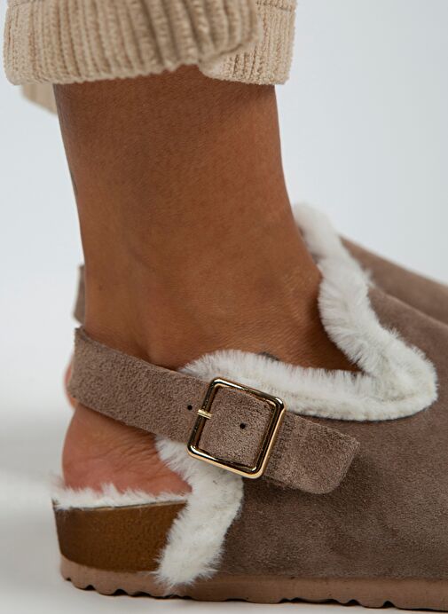 Manijero Vizon Kadın Süet - Kürklü Sandalet MNJ.100.02 - Görsel 5