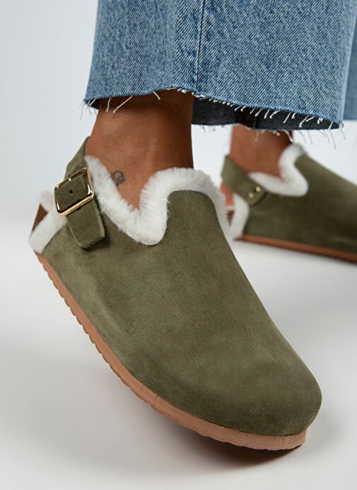 Manijero Haki Kadın Süet - Kürklü Sandalet MNJ.100.04 - Görsel 6