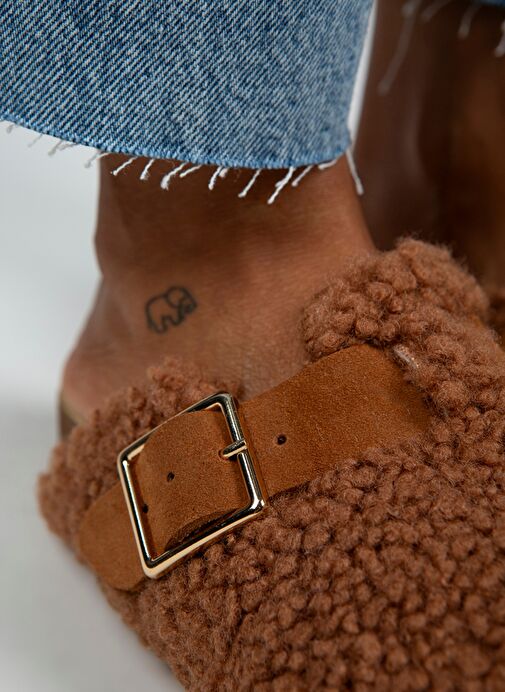 Manijero Taba Kadın Deri - Kürklü Terlik MNJ.101.02 - Görsel 4