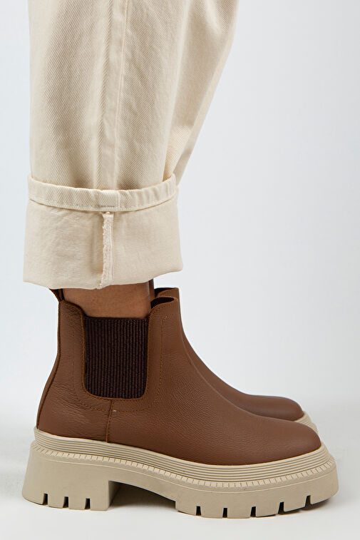 Manijero Misty Kadın Hakiki Deri Çift Tarafı Lastikli Taba Bot - Görsel 3