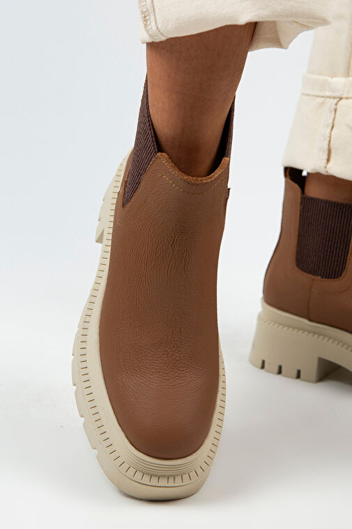 Manijero Misty Kadın Hakiki Deri Çift Tarafı Lastikli Taba Bot - Görsel 7