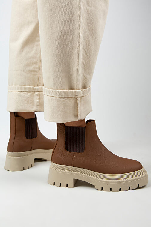 Manijero Misty Kadın Hakiki Deri Çift Tarafı Lastikli Taba Bot - Görsel 8