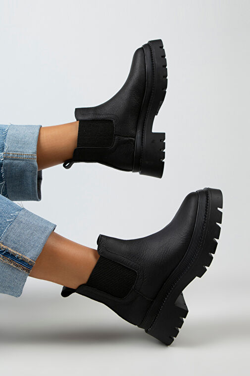 Manijero Misty Kadın Hakiki Deri Çift Tarafı Lastikli Siyah Bot - Görsel 2