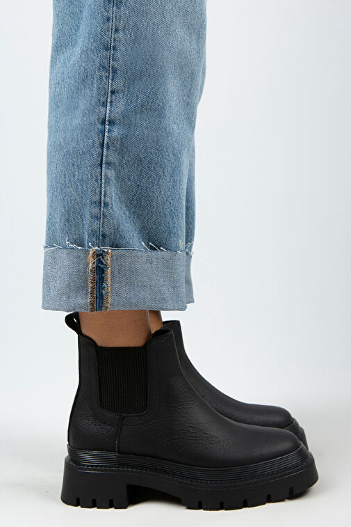 Manijero Misty Kadın Hakiki Deri Çift Tarafı Lastikli Siyah Bot - Görsel 3