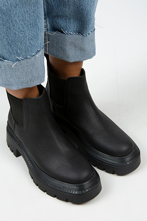 Manijero Misty Kadın Hakiki Deri Çift Tarafı Lastikli Siyah Bot - Görsel 4