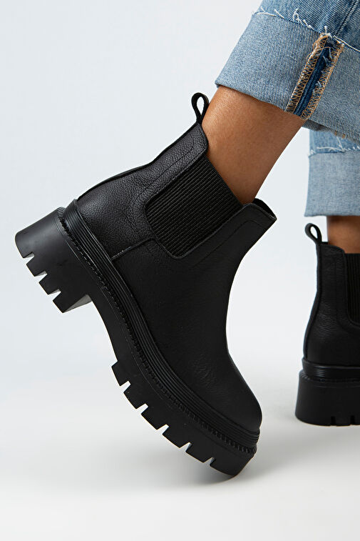 Manijero Misty Kadın Hakiki Deri Çift Tarafı Lastikli Siyah Bot - Görsel 7