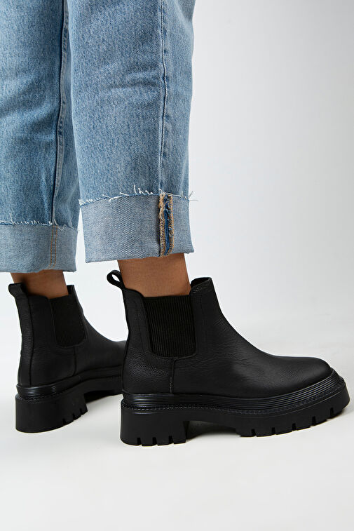 Manijero Misty Kadın Hakiki Deri Çift Tarafı Lastikli Siyah Bot - Görsel 8