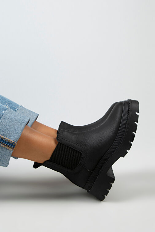 Manijero Misty Kadın Hakiki Deri Çift Tarafı Lastikli Siyah Bot - Görsel 9