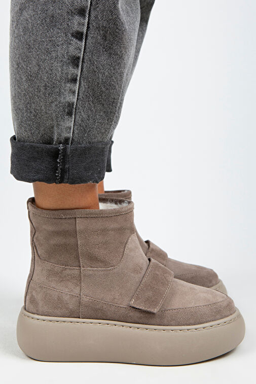 Manijero Ember Kadın Hakiki Deri Üstten Çırtlı İçi Kürklü Vizon Bot - Görsel 2