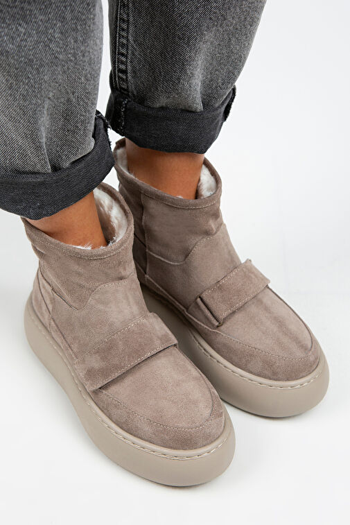 Manijero Ember Kadın Hakiki Deri Üstten Çırtlı İçi Kürklü Vizon Bot - Görsel 3