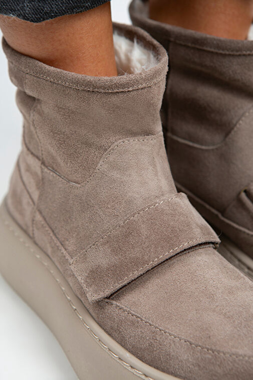 Manijero Ember Kadın Hakiki Deri Üstten Çırtlı İçi Kürklü Vizon Bot - Görsel 4