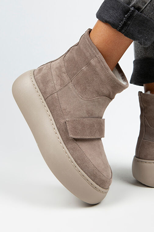 Manijero Ember Kadın Hakiki Deri Üstten Çırtlı İçi Kürklü Vizon Bot - Görsel 7