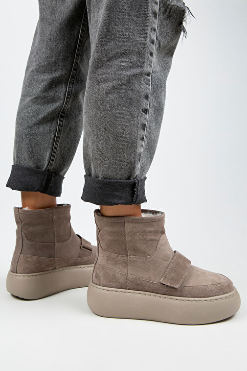 Manijero Ember Kadın Hakiki Deri Üstten Çırtlı İçi Kürklü Vizon Bot - Görsel 8