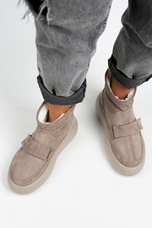 Manijero Ember Kadın Hakiki Deri Üstten Çırtlı İçi Kürklü Vizon Bot - Görsel 9