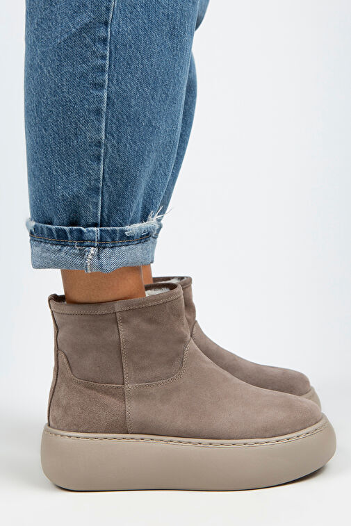 Manijero Gemma Kadın Hakiki Deri Düz İçi Kürklü Vizon Bot - Görsel 2