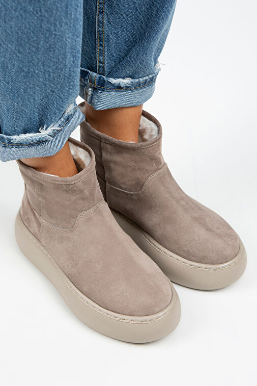 Manijero Gemma Kadın Hakiki Deri Düz İçi Kürklü Vizon Bot - Görsel 3