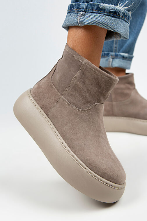 Manijero Gemma Kadın Hakiki Deri Düz İçi Kürklü Vizon Bot - Görsel 5