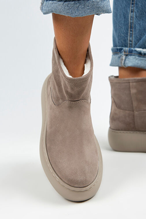 Manijero Gemma Kadın Hakiki Deri Düz İçi Kürklü Vizon Bot - Görsel 6