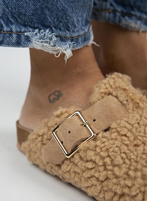 Manijero Karamel Kadın Deri - Kürklü Terlik MNJ.101.05 - Görsel 4