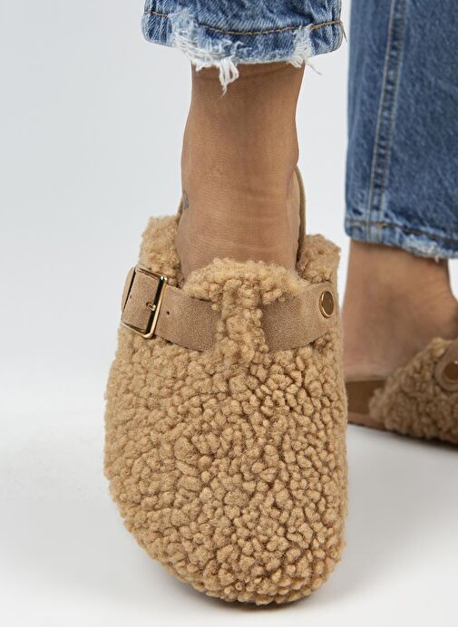 Manijero Karamel Kadın Deri - Kürklü Terlik MNJ.101.05 - Görsel 6