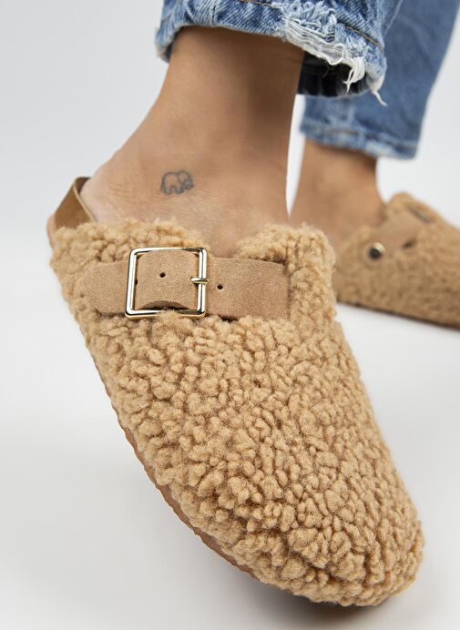 Manijero Karamel Kadın Deri - Kürklü Terlik MNJ.101.05 - Görsel 5