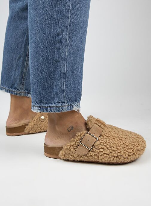 Manijero Karamel Kadın Deri - Kürklü Terlik MNJ.101.05 - Görsel 7