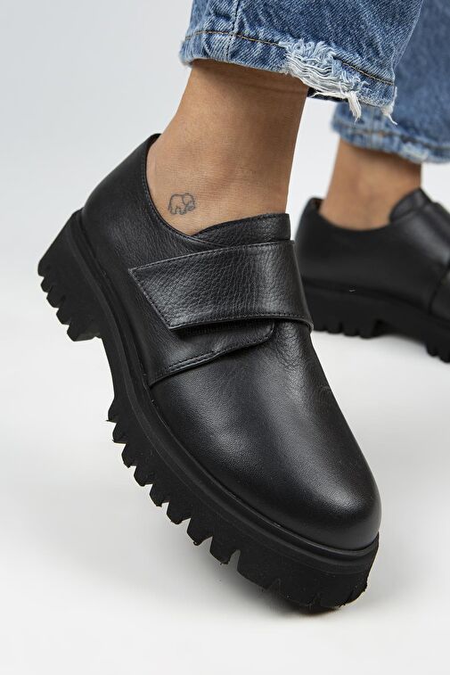 Manijero Siyah Kadın Deri Günlük Ayakkabı MNJ.112.01 - Görsel 5