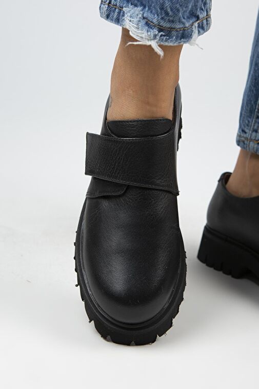 Manijero Siyah Kadın Deri Günlük Ayakkabı MNJ.112.01 - Görsel 6