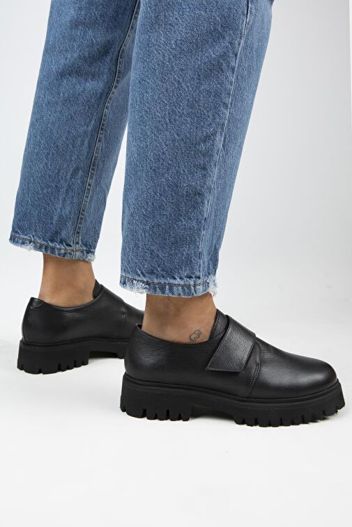 Manijero Siyah Kadın Deri Günlük Ayakkabı MNJ.112.01 - Görsel 7