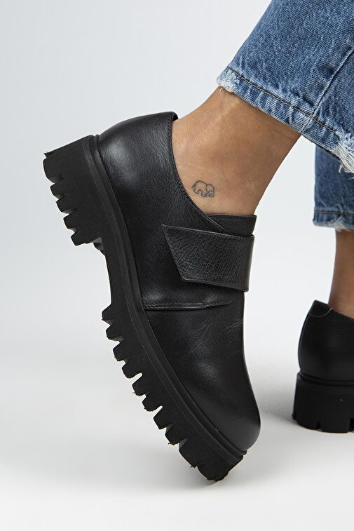 Manijero Siyah Kadın Deri Günlük Ayakkabı MNJ.112.01 - Görsel 8