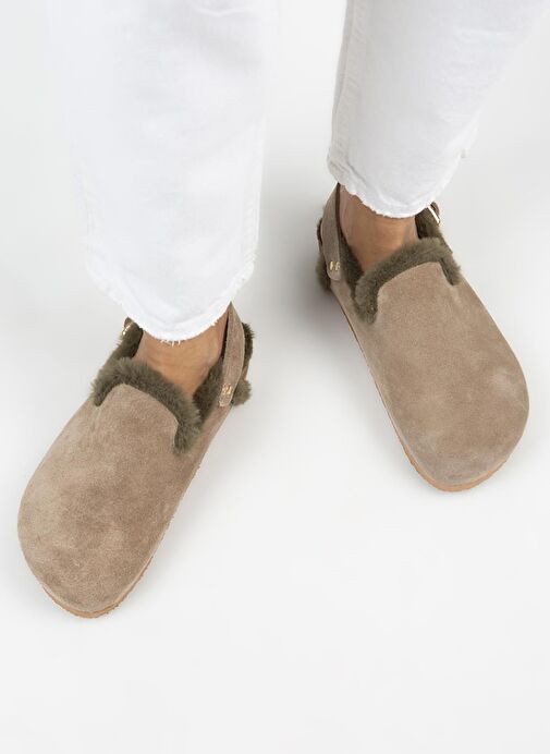 Manijero Vizon-Haki Kadın Süet - Kürklü Sandalet MNJ.100.08 - Görsel 8