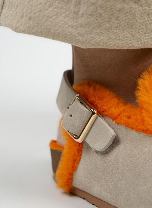 Manijero Bej-Turuncu Kadın Deri - Kürklü Sandalet MNJ.100.09 - Görsel 5