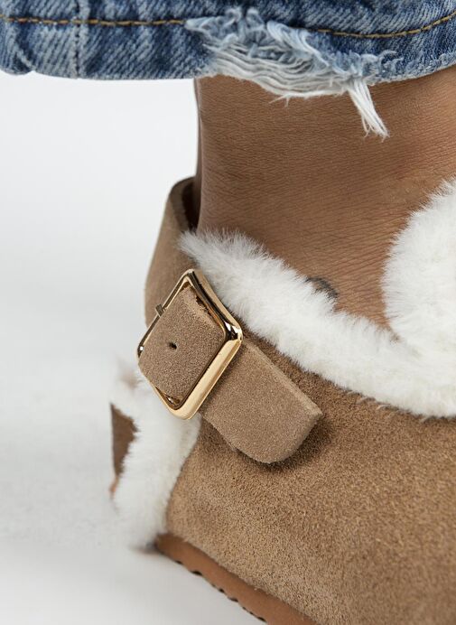 Manijero Kum Kadın Süet - Kürk Sandalet MNJ.100.10 - Görsel 4