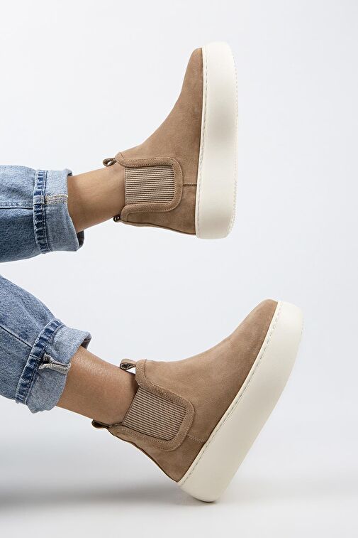 Manijero Ove Kadın Hakiki Deri Lastikli İçi Kürklü Kum Bot - Görsel 4