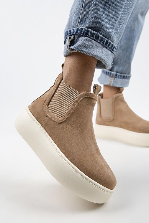 Manijero Ove Kadın Hakiki Deri Lastikli İçi Kürklü Kum Bot - Görsel 5