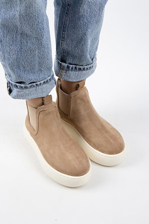 Manijero Ove Kadın Hakiki Deri Lastikli İçi Kürklü Kum Bot - Görsel 9