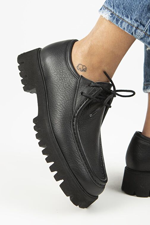 Manijero Siyah Kadın Deri Günlük Ayakkabı MNJ.118.01 - Görsel 3