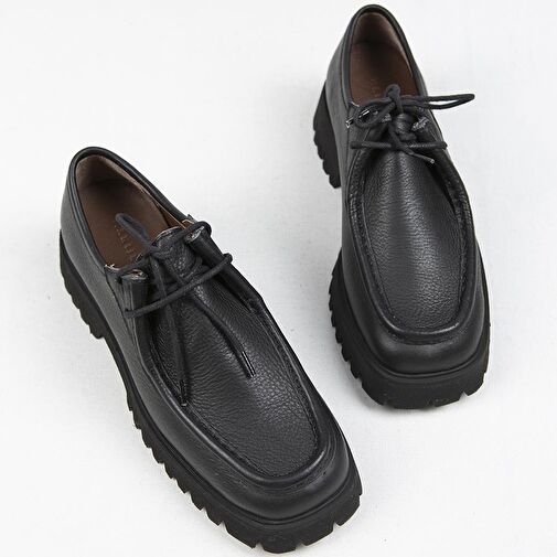 Manijero Siyah Kadın Deri Günlük Ayakkabı MNJ.118.01 - Görsel 5