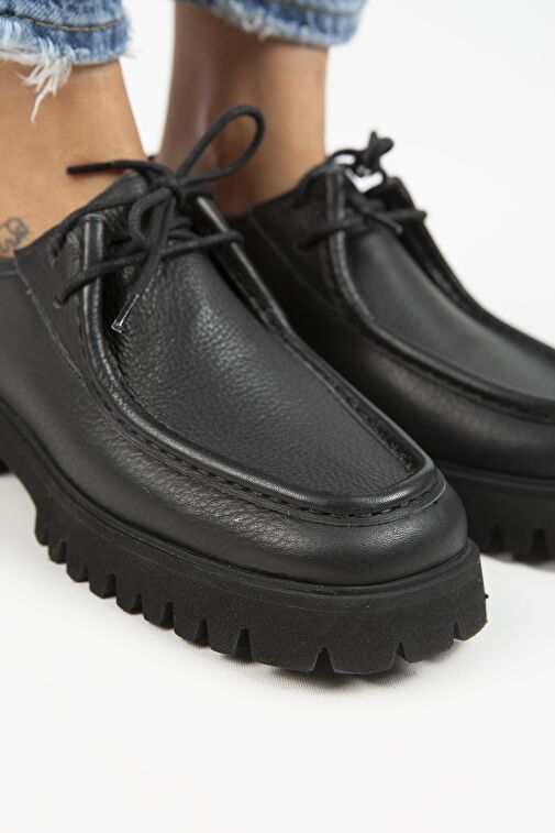 Manijero Siyah Kadın Deri Günlük Ayakkabı MNJ.118.01 - Görsel 6